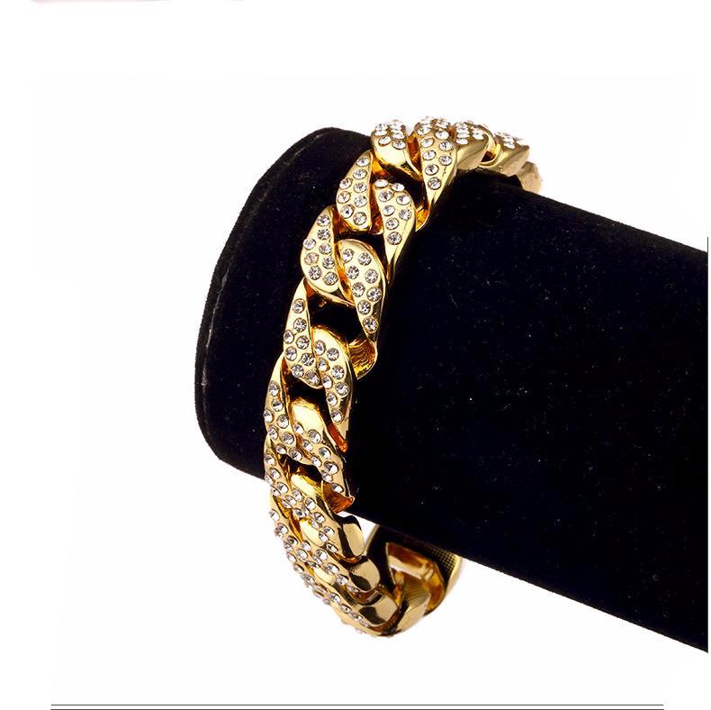 10MM Wide Watch Strap Chain Bracelet Men Luxury Gold Plated Stainless Steel  Bracelets For Women Finger Ring Mens On Hand Jewelry