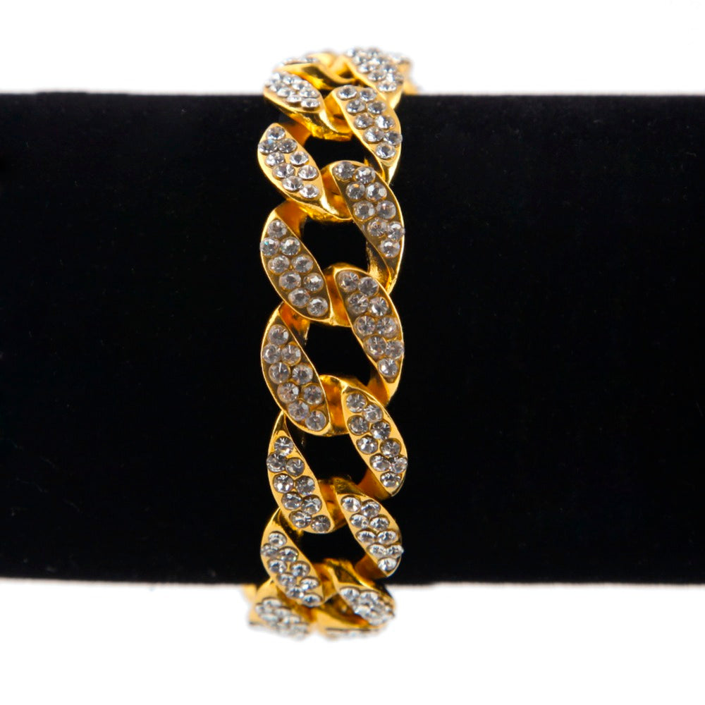 Gold Plated Iced Out Hermes Link Bracelet – ICED OUT