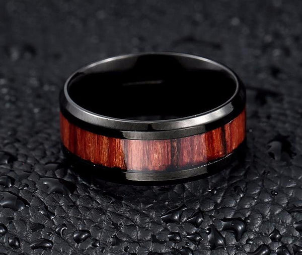 Masculine Wood Inlay Ring