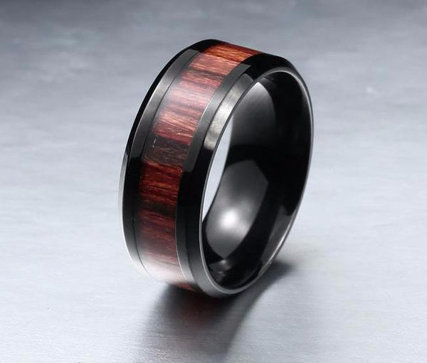 Masculine Wood Inlay Ring