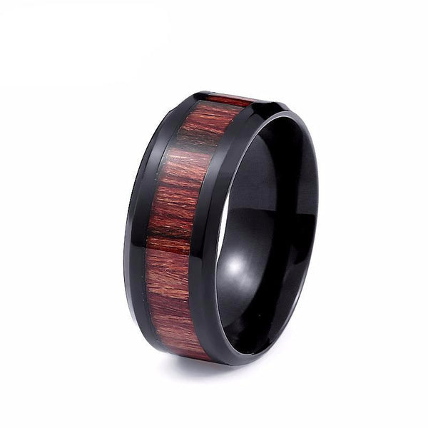 Masculine Wood Inlay Ring