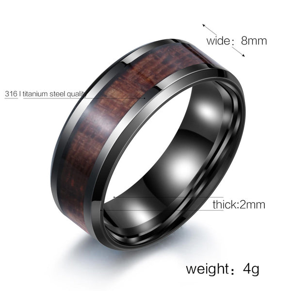 Masculine Wood Inlay Ring